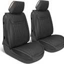 MotorBox Car Seat Covers - Ranch Leatherette Faux Leather Black Seat Covers for Car - Diamond Stitched Cushioned Seat Protectors for Automotive Accessories, Trucks, SUV, Car - Two Front Covers