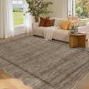 GarveeHome Scalloped Living Room Rug 5x7 Area Rug Washable Area Rug for Bedroom Modern Traditional Kids Rug Non Slip Throw Rugs Soft Low Pile Stain Resistant Carpet for Dining Room 5 ft x7 ft Taupe