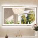 TETOTE Led Bathroom Mirror 40 x 24 Inch, Beveled Lighted Bathroom Vanity Frameless Mirror with Extra-Bright Lights, Frontlit & Backlit, Defogging, 3-Color Dimmable, Tempered Glass, Waterproof