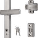 Ideal Security EL Keyed Lever Mount Latch with Deadbolt, Surface Mount Storm Door Handle Replacement, 2 Posts with Tie Down Screw, Satin Chrome