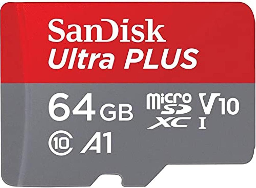 Sandisk Ultra Plus 64GB MicroSDXC UHS-I Card with Adapter 130MB/s Class 10 U1 A1
