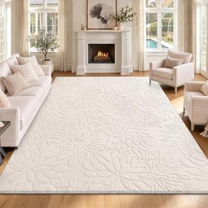 HEBE 6'x9' Area Rugs for Living Room, Washable Non Slip Floral Bedroom Rug