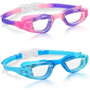 Aegend Swim Goggles for Kids Youth 3-14 Anti-Fog Anti-UV Comfort Fit Goggles for Swimming (Blue & Purple)