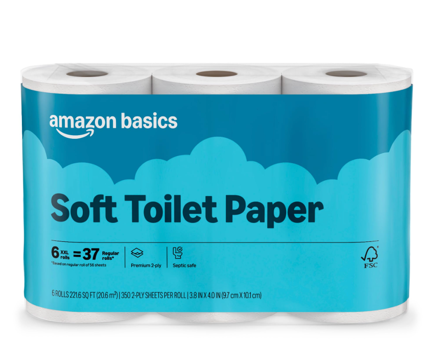 Amazon Basics Soft and Strong 2-Ply Toilet Paper, 24 Ultra Rolls FSC Certified