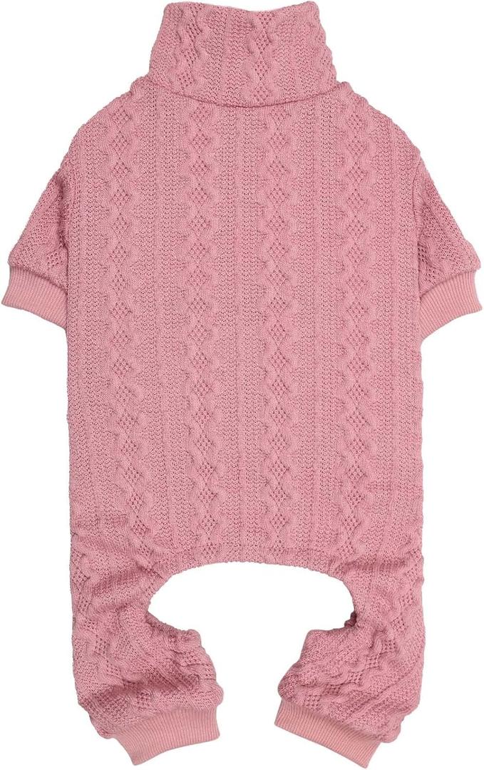 Dog Sweater Turtleneck Knitted Pet Clothes Solid Color Puppy Sweater Warm Dog Sweaters for Dogs (Pink & S/M)