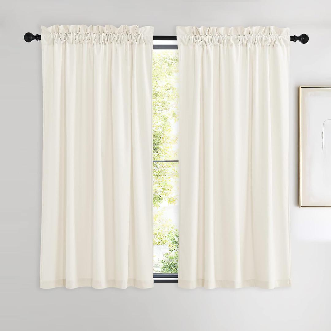 NICETOWN Ivory White Velvet Curtains 54" Length 42" Wide, Light Dimming Thermal Insulated Luxury and Thick Window Treatments for Bedroom Living Room, 2 PCs