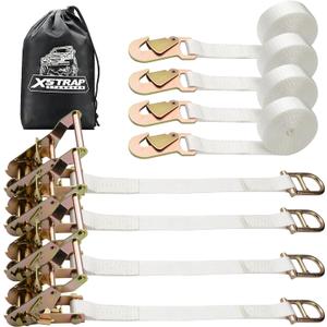 XSTRAP STANDARD 4PK 1" Ratchet Tent Straps with Snap Hook & Double D-Ring - 12ft Heavy Duty Tie Downs for Canopies, Tents, Inflatables, Camping, Event