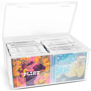 Plastic CD Storage Box, Store 40+ CDs, Clear DVD Storage Case