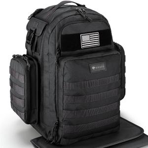 Dad Diaper Bag Backpack with Diaper Changing Mat - Tropical Black