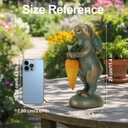 PETAFLOP Cute Garden Decor Bunny Statue with Solar Carrot, Outdoor Rabbit Figurines for Patio Balcony Lawn Porch Yard Decorations, Birthday Housewarming Gifts for Women Mom Grandma
