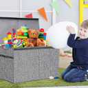 YOLOXO Toy Box Chest, Collapsible Sturdy Storage Bins with Lids, Extra Large Kids Toy Storage Organizer Boxes Bins Baskets for Kids, Boys, Girls, Nursery Room, Playroom, Closet (Linen Gray)