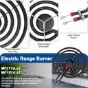 W10290350 W10290353 Porcelain Drip Pan Set & MP22YA Electric Range Burner Element Fit for W-hirlpool A-mana C-rosley Electric Range, 4 Pack Black Drip Pans & Stove Burners Replacement by Fetechmate