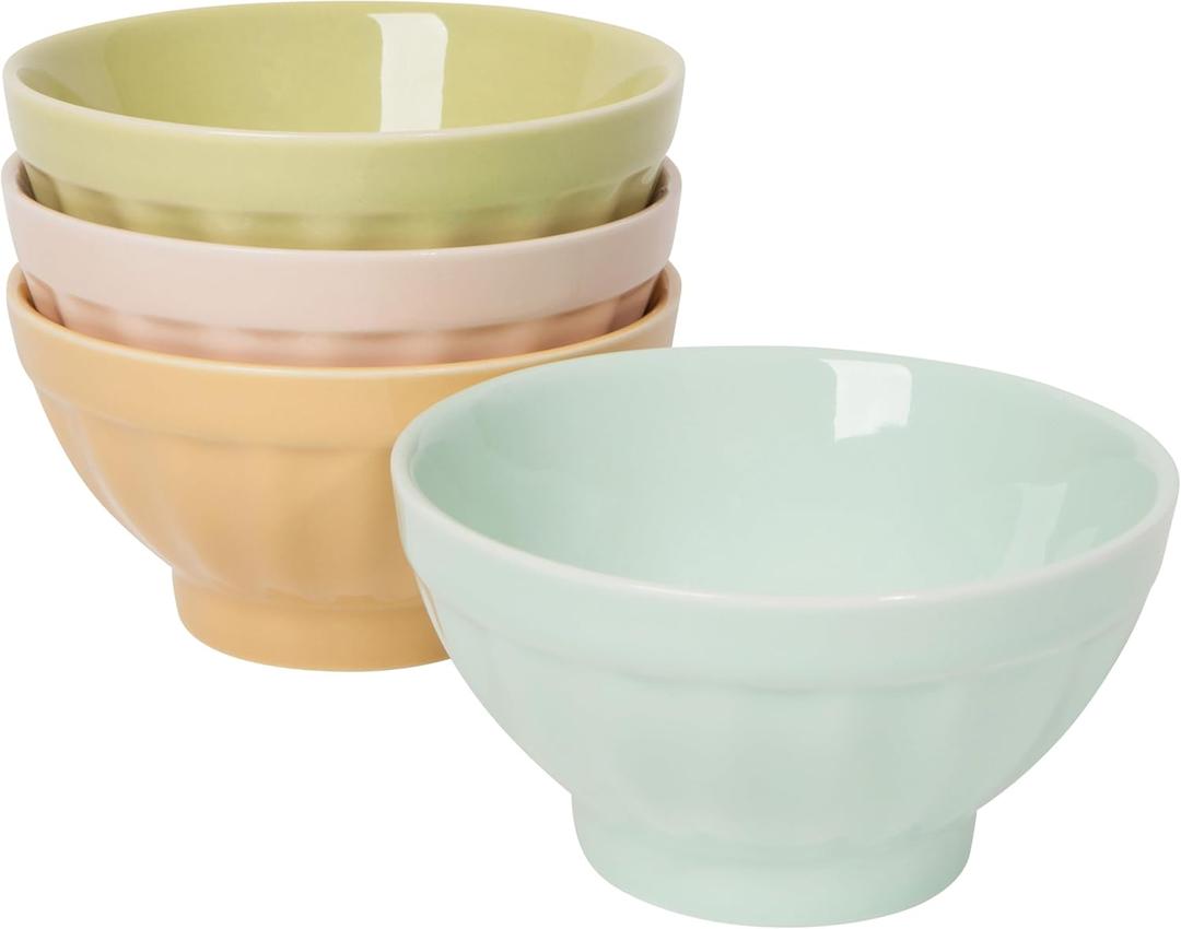 Now Designs Flora Stoneware Icecream Bowls, Set of 4, 8 oz