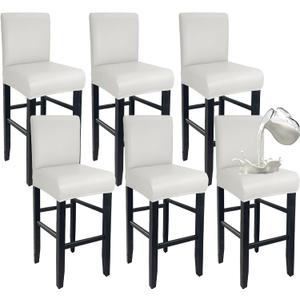PU Leather Bar Stool Covers with Backs 100% Waterproof Bar Stools Covers Set of 6, Removable Stretch Barstool Slipcovers for Pub Cafe Dining Room (Cream)