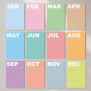 2026 Dry Erase Wall Calendar 12 Colorful Monthly Planner, A3 Size (11.7 16.5 inches), Large 1.7 2.5 in Daily Boxes, Premium Thick Paper, Glossy Reusable Surface, Modern Pastel Design, Flat-Packed, European Quality