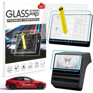 New Screen Protector for Tesla Model Y/3 Accessories,9H Super Tempered Glass with Center Console and Rear Seat Screen Protectors for Model Y/3 Juniper 2025-2026,Matte,No Glare, Fingerprint, Anti-Scratch