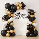Moukeren 2026 Graduation Decoration Class of 2026 Arch Backdrop Cover 6.6ft Balloon Arch Cover Spandex Backdrop White Congrats Grad Decor for Graduation Season Classes Party Decor(Black,Congrats Grad)
