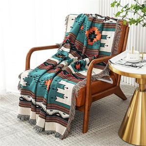 Homesy Boho Throw Blankets Southwestern Bed Throws Cover Reversible Green Aztec Southwest Blanket for Couch Chair Sofa Home Outdoor Beach Car Tent Travel Camping 63"x87"
