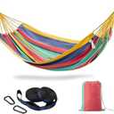 CHULIM Brazilian Double Hammock with Tree Straps,Extra Large 94x63IN,2 Persons Hammock for Backyard Patio Outdoor and Indoor,450lbs Weight Capacity,Soft Woven Cotton Fabric - Aqua Bule Stripe