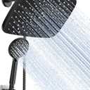 Veken 11.8 Inch Rectangle Rain Shower Head - Shower Heads with 6 Modes Handheld Spray Combo - Wide Rainfall shower with 70" Hose - 1.8gpm Dual Showerhead with Anti-Clog Nozzles - Matte Black