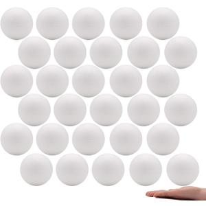 Crafare 3 Inch White Craft Foam Balls Bulk 40 Pack Smooth Polystyrene Round Foam Balls for Holiday Crafts Drawing and School Modeling DIY Projects Ornaments Decorations