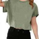 Girls Short Sleeve Crop Tops Kids Fashion Athletic Crew Neck Cropped T Shirts Casual Basic Tees