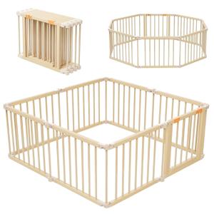 Baby Playpen, Foldable Wooden Playpen for Babies and Toddlers | Adjustable Multi-Shape Play Yard with Gate, 8 Panels Baby Fence, Indoor Play Area, Child Activity Center