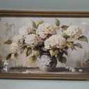 Vintage Hydrangea Wall Art, Gold Framed flower Paintings, Floral Pictures Wall Decor, Botanical Canvas Prints, Rustic Antique Artwork, Modern Organic Home Decor for Bedroom Living Room 16x24 Inch