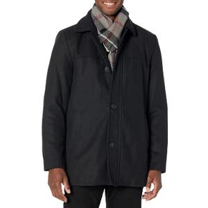 Dockers mens Weston Wool Blend Coat With Scarf (Regular and Big & Tall) (XX-Large, Black/Light Grey Scarf)