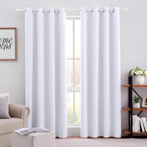 HOMEIDEAS Linen Curtains Pure White 26x68 Inch