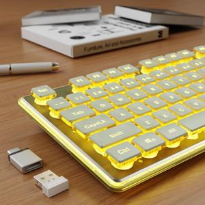 Wireless Keyboard with Warm Backlit, Quiet, Rechargeable, 2.4GHz, Green