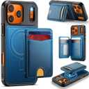 for iPhone 17 Pro Detachable Wallet Case with Card Holder, 2 in 1 RFID Blocking Credit Slots Kickstand Shockproof Phone Wallet for iPhone 17 Pro 6.3" Blue