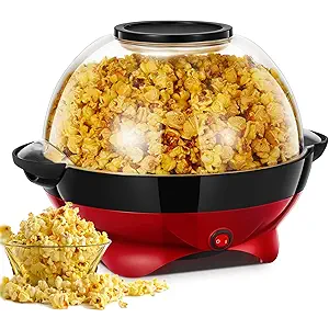 Popcorn Machine, Popcorn Maker, Electric Stirring Popcorn Popper with Quick-Heat Technology,Removable Non-Stick Surface