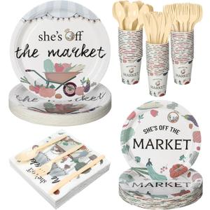 Yungyan 252 Pcs She's Off the Market Bridal Shower Party Tableware Set