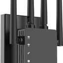 WiFi Extender with 4 Antennas 1200Mbps - Dual Band 5GHz/2.4GHz, WiFi Extender Signal Booster with 3 Modes Support, WiFi Repeater with 12880 Sq.ft 105 Devices, Easy Set Up for Home (Black-H1)