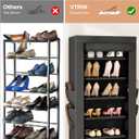 VTRIN Vertical Narrow Shoe Rack Organizer 10 Tier Tall Shoe Shelf Holds 20-22 Pairs with Non-Woven Dustproof Cover for Closet, Entryway Black