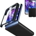 Cresee Case for Motorola Razr Plus 2024/2025 - with Built-in Cover Screen Protector - Thin Hard Matte Polycarbonate Cover Phone Case for Moto Razr+ 2024/2025 - Black