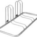 Retrospec Stash Rack 2, 4 & 5 Bike Floor Stand Bicycle Storage Organizer for Mountain Bike, Road Bike, Weather Resistant Fine Powder Steel Coating Fits Wheels up to 3" (Grey)