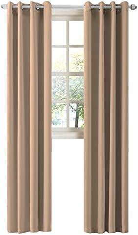 LA PALMA Thermal Insulated Blackout Darkening Grommet Living Room Curtains Window Drapes for Bedroom Pack of 4 Panels 52x90
