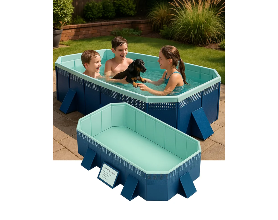 Foldable Swimming Pool for Kids Adults - Non-Inflatable Kiddie Pools for Backyard Garden Outdoor Folding Collapsible Above Ground Dog Pool 100" X 65" X 21"