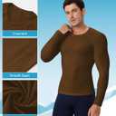 SPVISE Brown Long Sleeve Compression Shirts for Men, Thermal Underwear Running Football Undershirt Athletic Workout Baselayer (Brown)