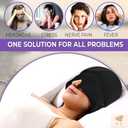 Dr. As Hat for Headache & Migraine Relief - Reusable Head Ice Pack Facial Mask to Help Relieve Muscle Tension & Sinus Pain - Liquid Gel Cold Compress Cap for Comfort, Relaxation - One Size Fits All (Black)