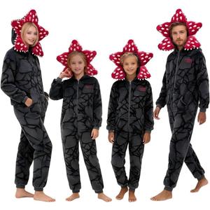 Demogorgon Onesie for Unisex, Warm Women and Men Long Sleeve Pajamas，Hooded Jumpsuit Costume Home Party (S)