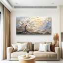XIGUANGART White Tree of Life Canvas Wall Art Mountain Landscape Farmhouse Paintings Modern Minimalist Abstract Artwork for Walls Pictures for Living Room Bedroom Dining Room Office Home Wall Decor,40"L x 20"W, Abstract Tree Painting