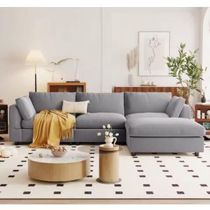 Upholstery Convertible Sectional Sofa, L Shaped Couch with Reversible Chaise, Luxurious Comfort Sofa with Adjustable Footrest