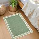 GarveeHome Scalloped Door Mat Indoor Rugs for Entryway Small Rug 2x3 Washable Non-Slip Solid Sage Green Modern Soft Low-Pile Throw Carpet for Bedroom Kitchen Bathroom Entrance
