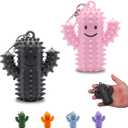 2 PCS Little Ouchies Pain FidgetSilicone Cactus Stim Tools for Adults, Sensory Pain Stim Fidget Toy , Spiky Grippy Stim Keychain, Anxiety Relief Items Fidget Toys Gift (Darkgrey+Pink)