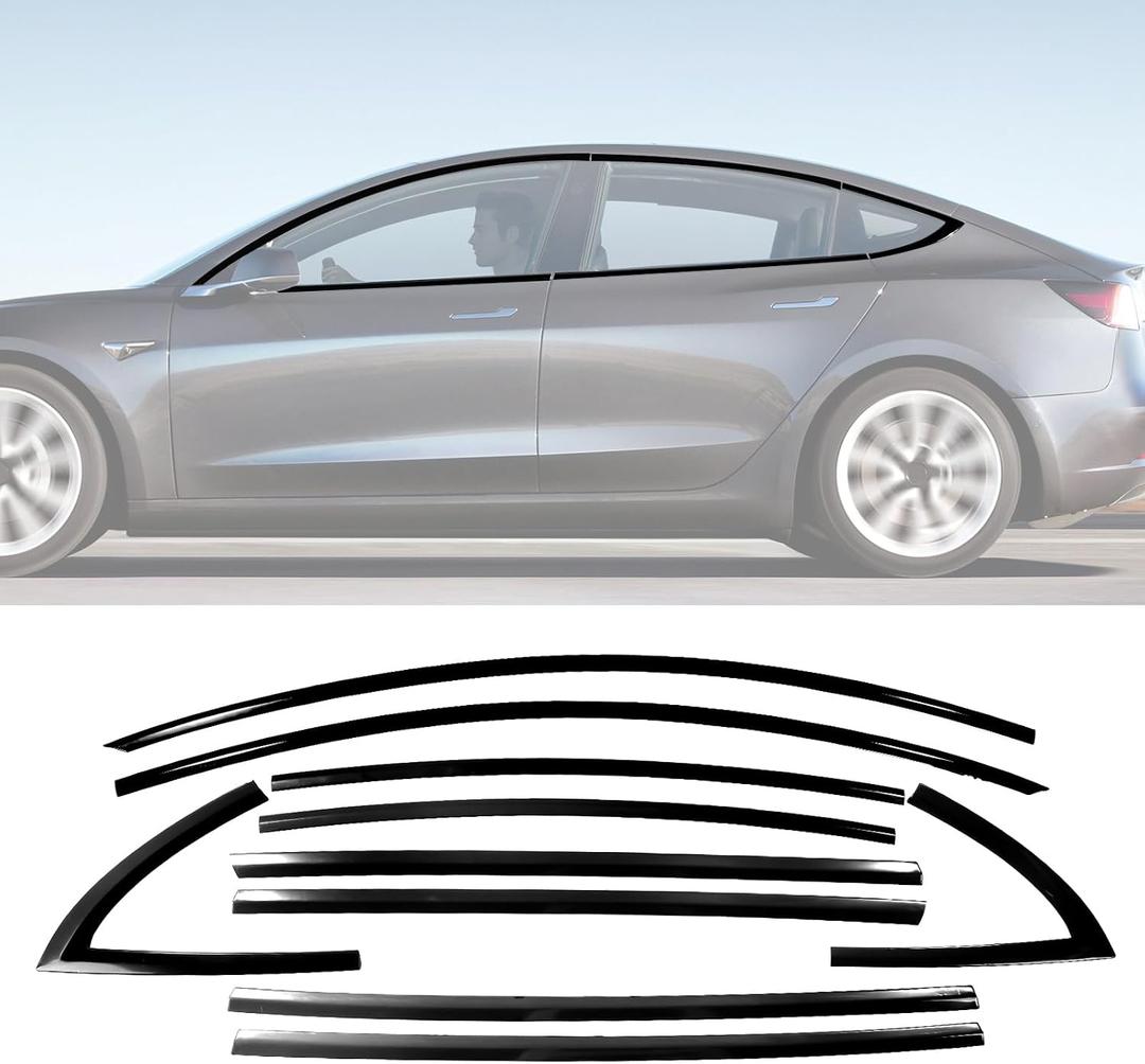 Stainless Steel Window Trim Chrome Delete for Tesla Model 3 2017-2026 Black Window Trim Blackout Kit
