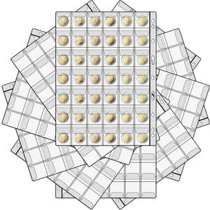 2 x 10 Sheets 420 Pocket Coin Collection Binder Pages Coin Holder Protector Sheets Coins Book Album Sleeves with Standard 9 Hole Coin Collection Supplies for Coin Quarter Dime Penny Silver Dollar Stamp