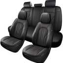 MINGBRON Car Seat Cover Full Set, Leather Car Seat Cover, Waterproof Seat Covers, Car Seat Cushion, Nappa Leather Seat Covers Car Seat Protector Universal Fit Most Cars Black